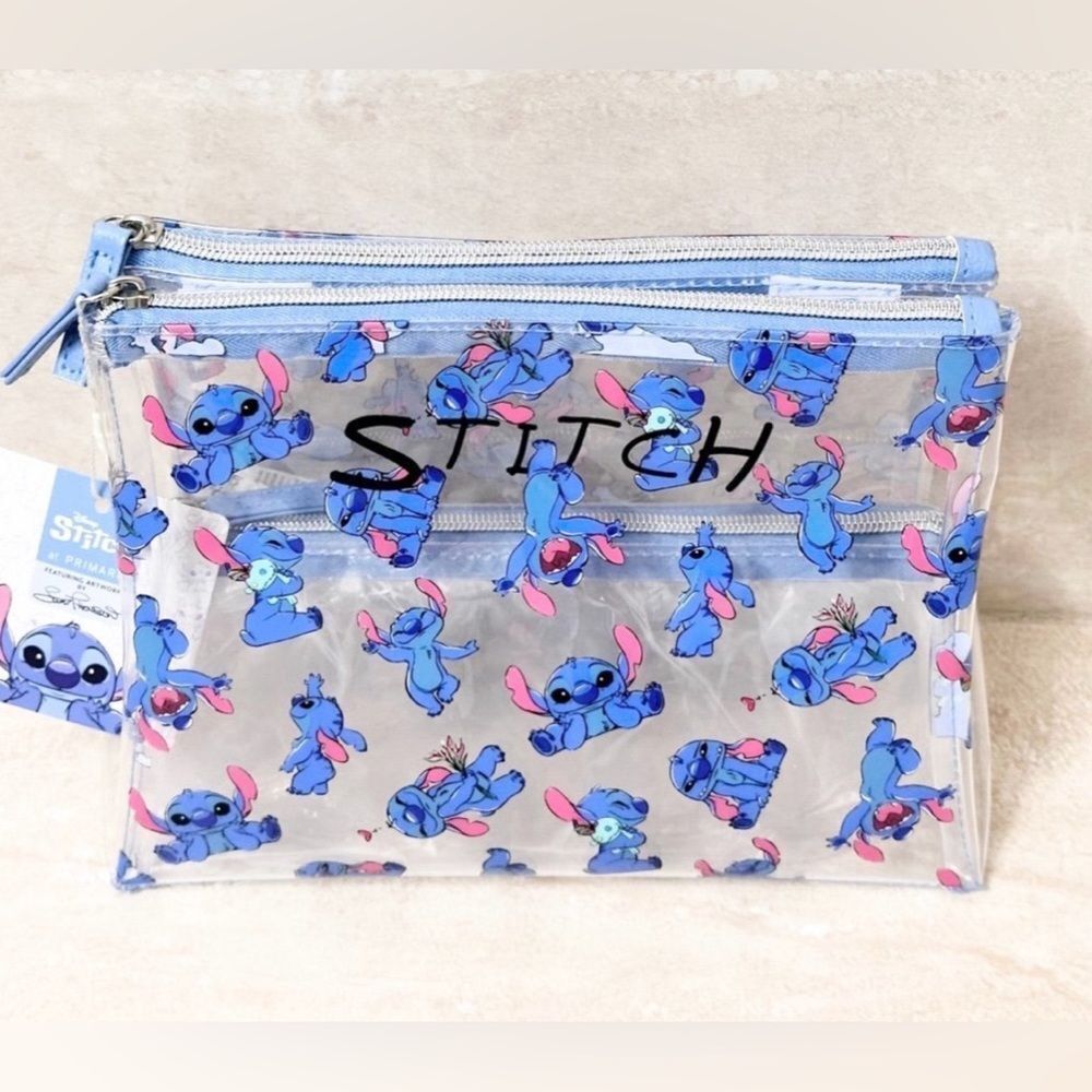 Disney Lilo & Stitch 3 Compartment Travel Makeup Zippered Bag